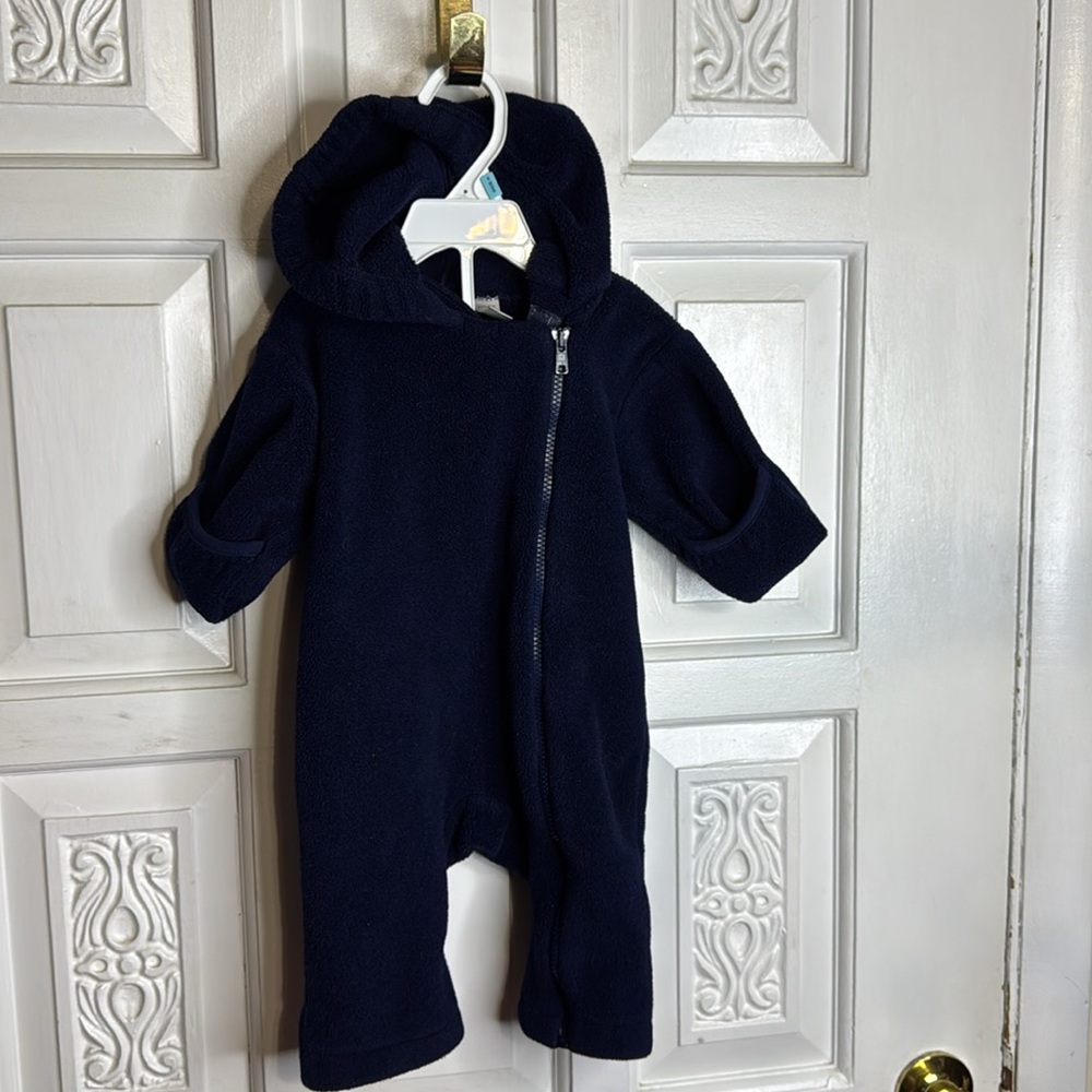 Land’s End Blue Hooded  Baby Fleece Bunting With Polartec Insulation  3 Months